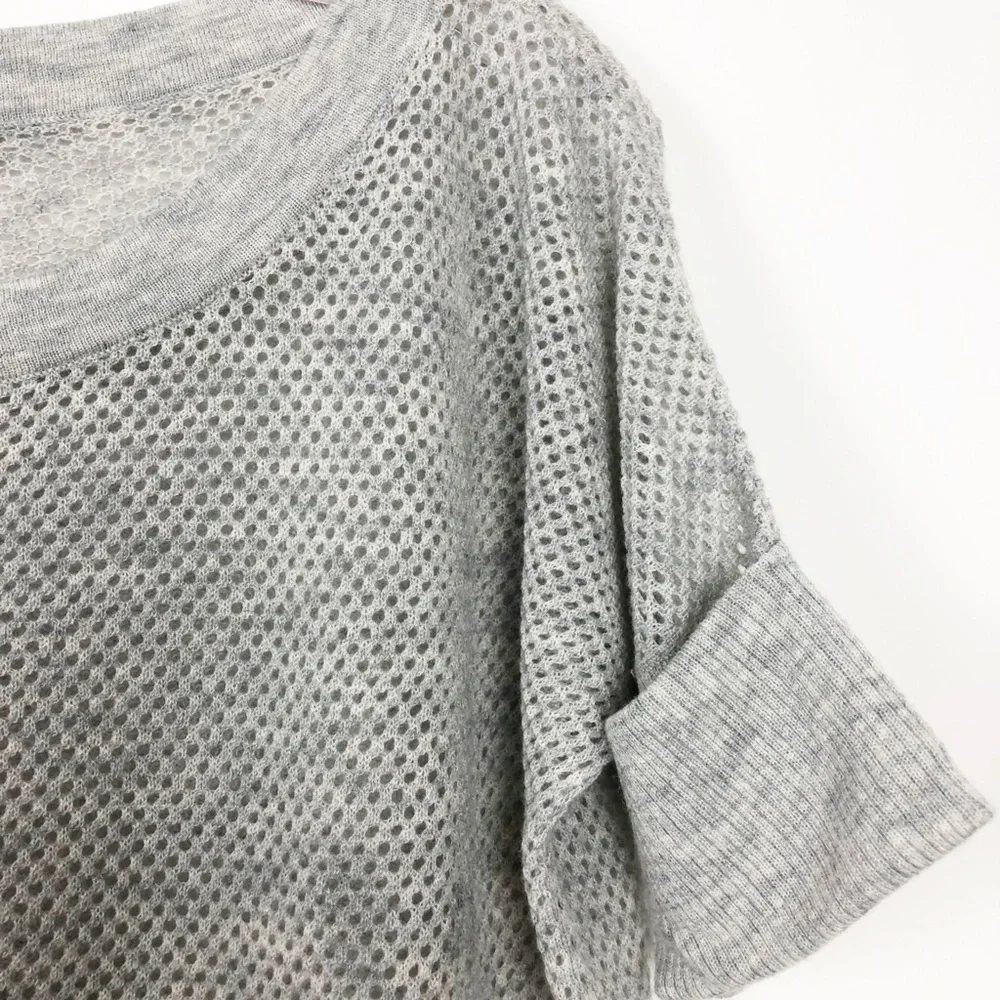 ❤️SOLD❤️ James Perse Wool Cashmere Mesh Open Knit Sweater S/Sleeve Gray Size 1 - Picture 4 of 5